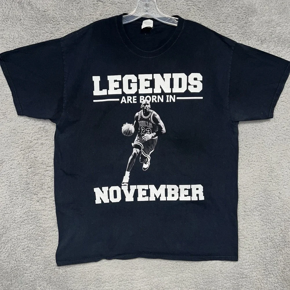 VTG Michael Jordan T Shirt Men's‎ Size XL Black Legends Are Born In November Tee